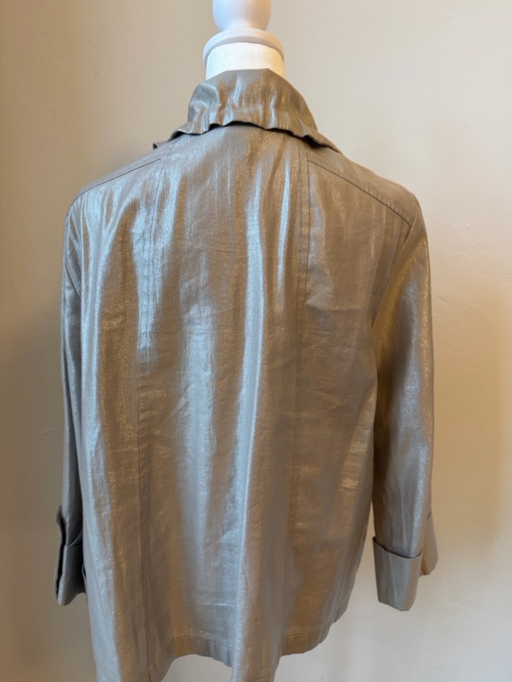 Ruby Rd. Shimmery Taupe Button-Front Utility Jacket - Picture 4 of 6